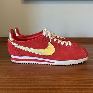 Nike Cortez, size women 8, CUSTOM EMBROIDERED “HPY WIFE, HPY LIFE”